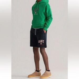 Gant D2 Retro Shield Jersey Cotton Blend sweat shorts navy blue grey size M